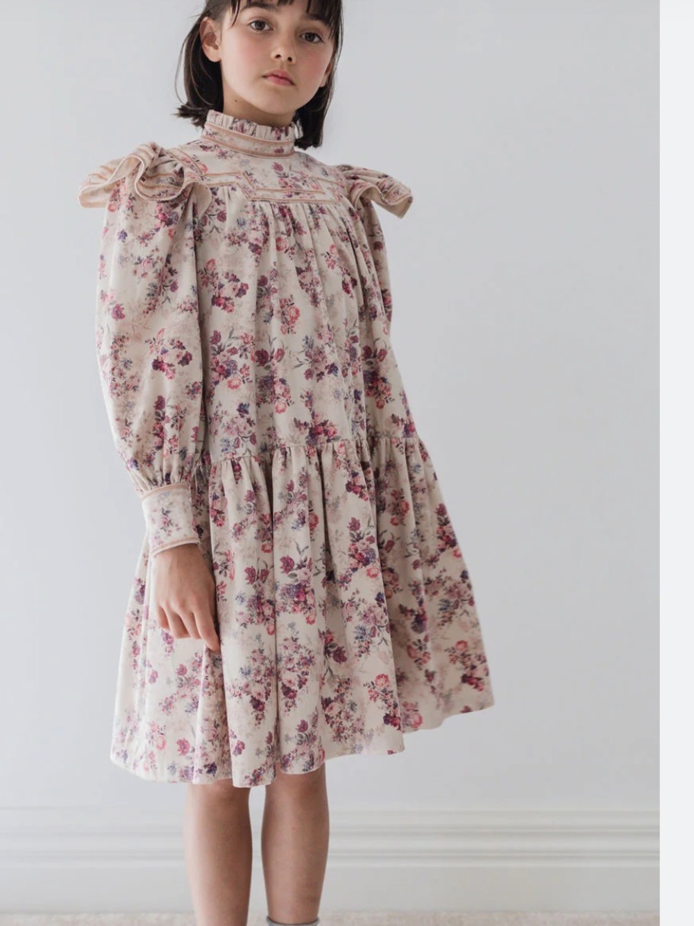 STEPH Imagination Antique Floral Printed Cord Dress Girls Size 7 Tapestry